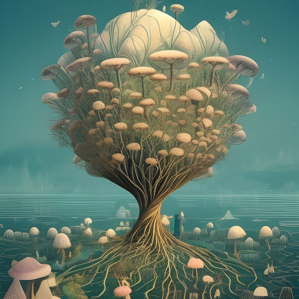 Surreal Snowy Village in a Mysterious Landscape