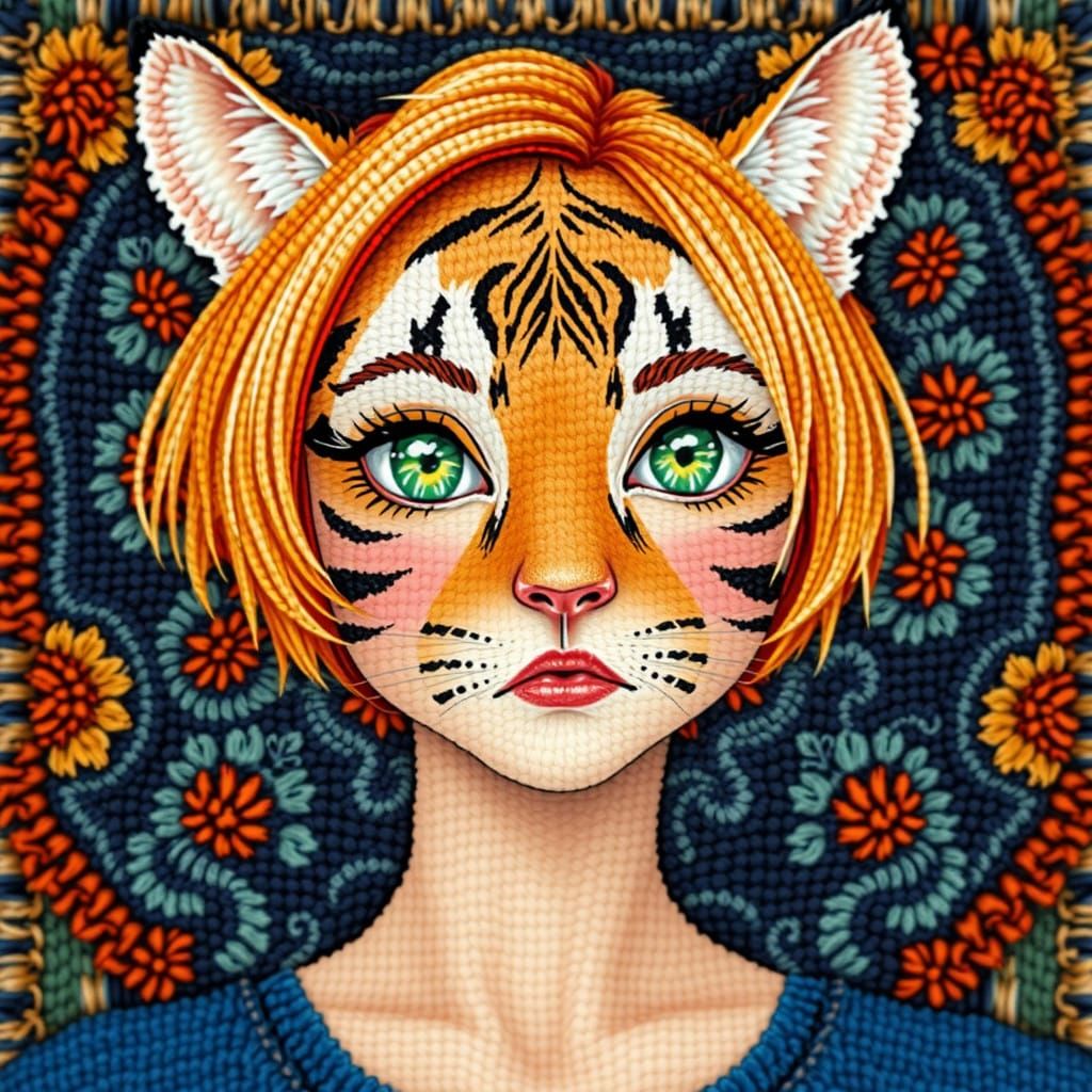 (Woven tapestry surrealism) Tiga Tiga