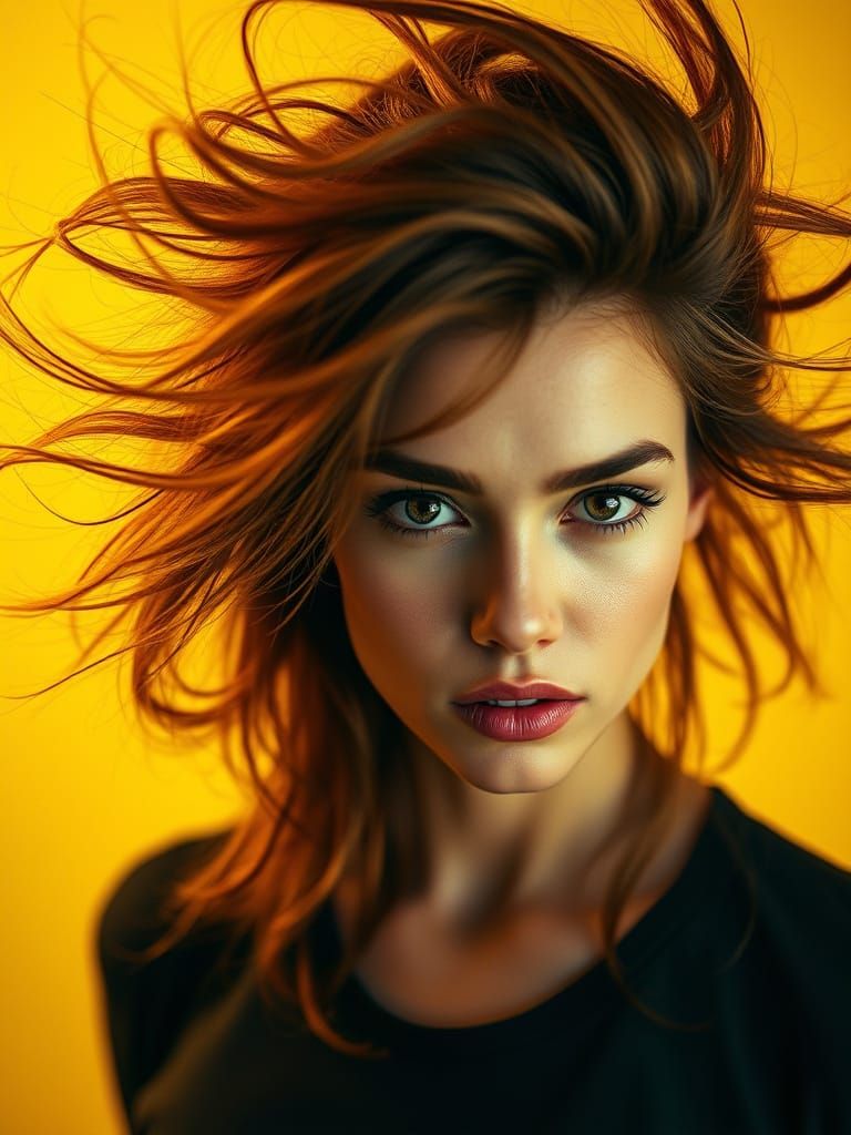 Ethereal Film Noir Goddess in Yellow