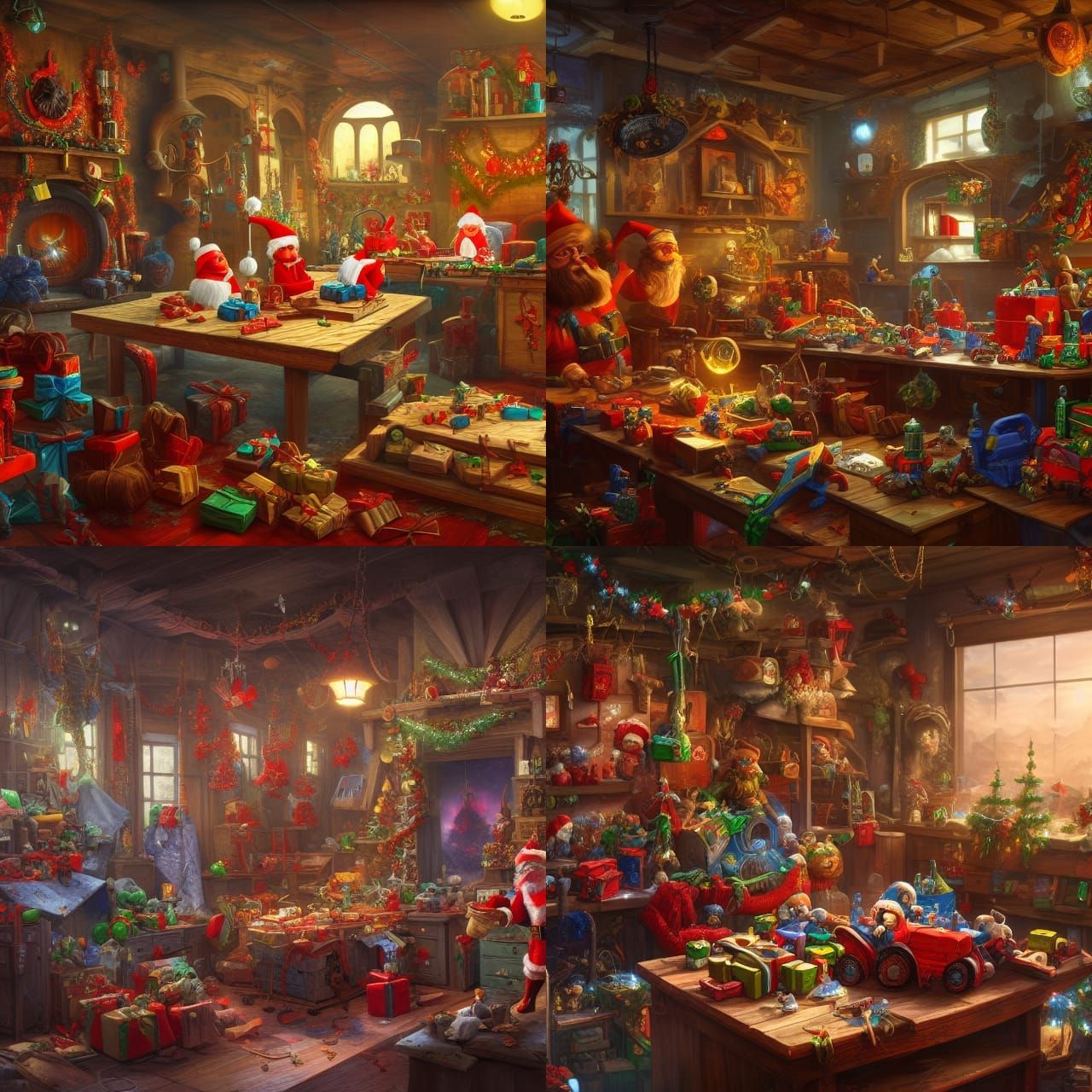 Festive Santa's Workshop: A Detailed Matte Painting