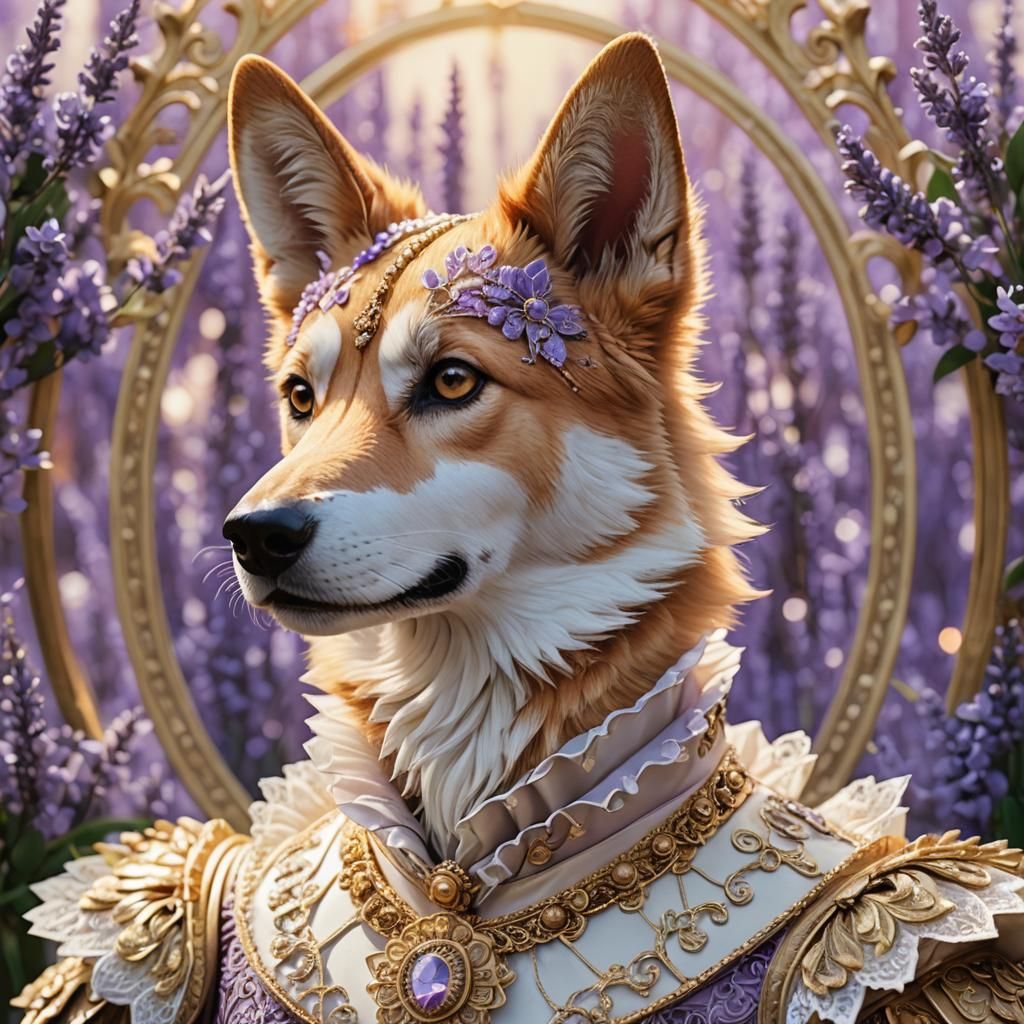 Elizabethan Dingo Portrait in Anime Art Deco Style