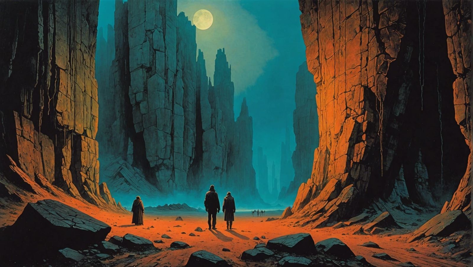 Prehistoric Men Painting Vibrant Pictographs