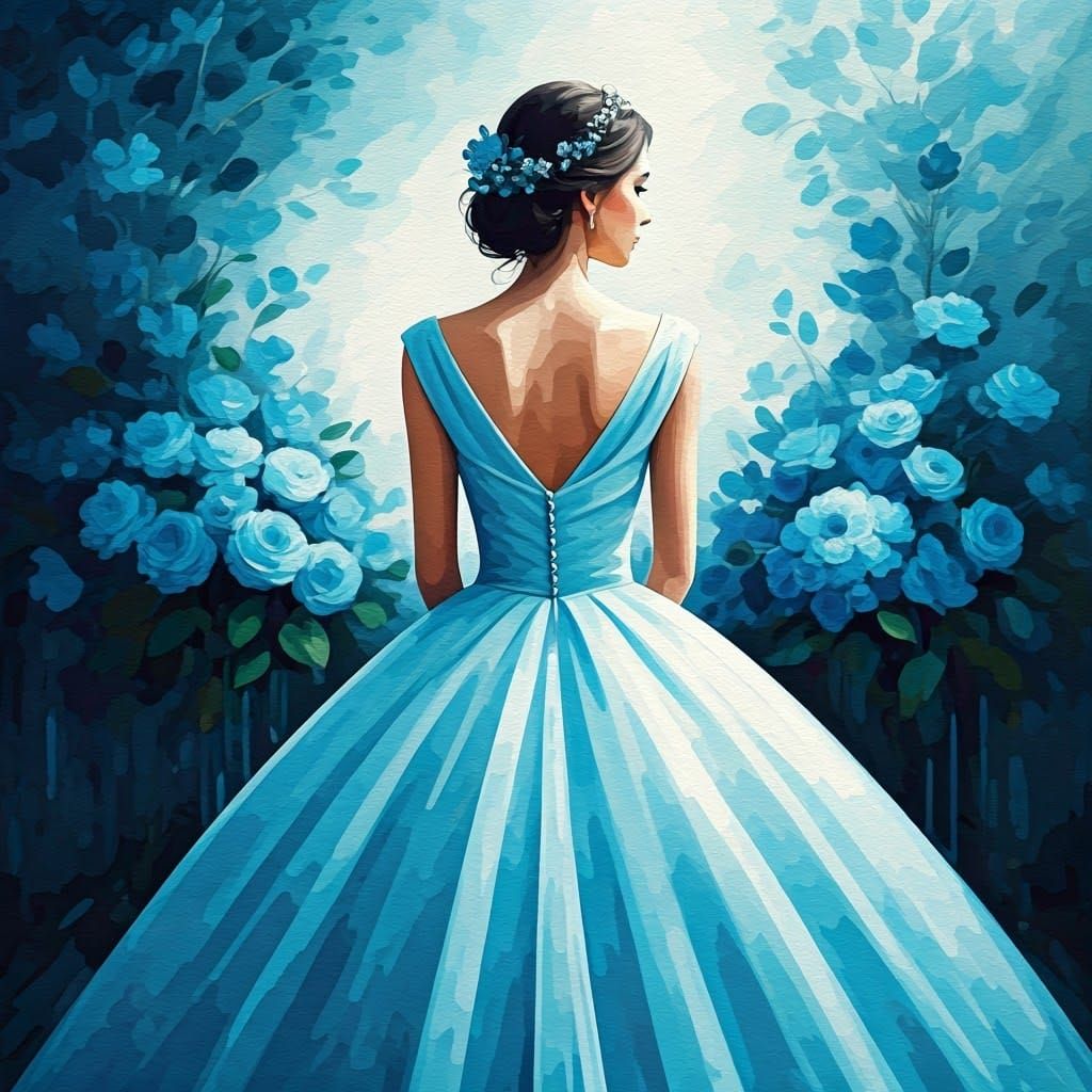 Blue Wedding: Gouache Style Impressionist Masterpiece