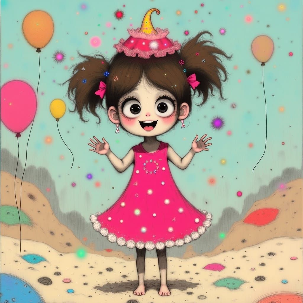 Whimsical Playground Scene in Vibrant Pastel Colors