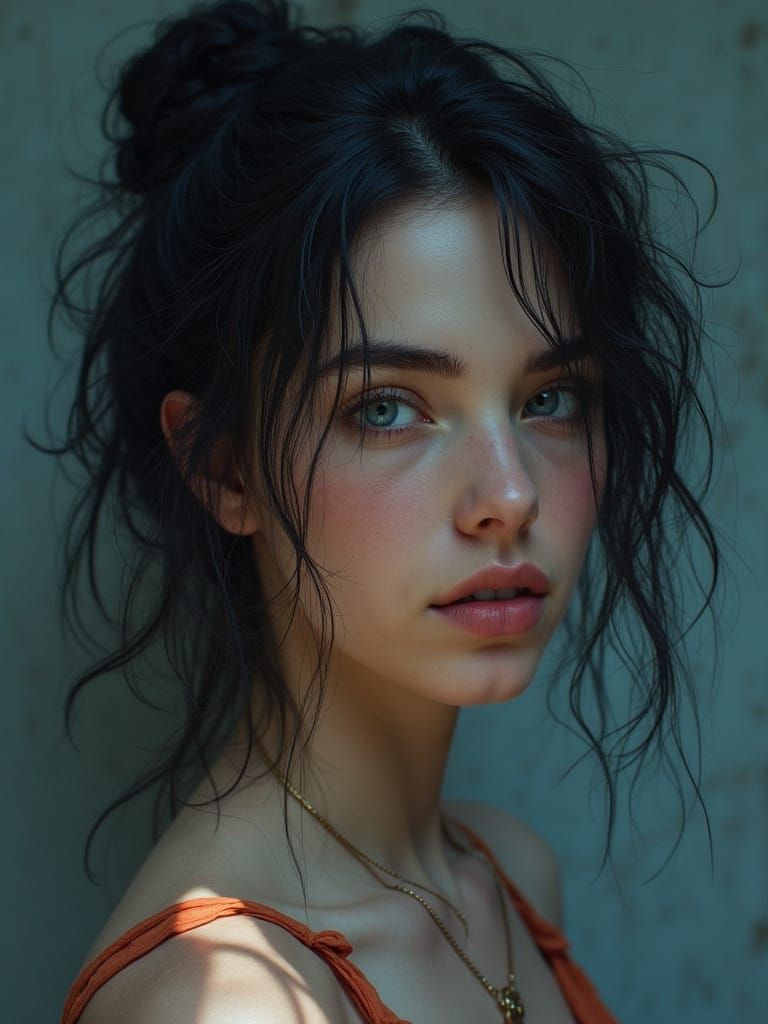 Beautiful Woman with Indigo Eyes in Digital Art