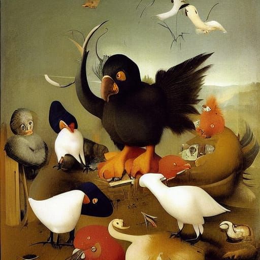 Angry Dodo Bird Criminal in Bosch & Rousseau Style