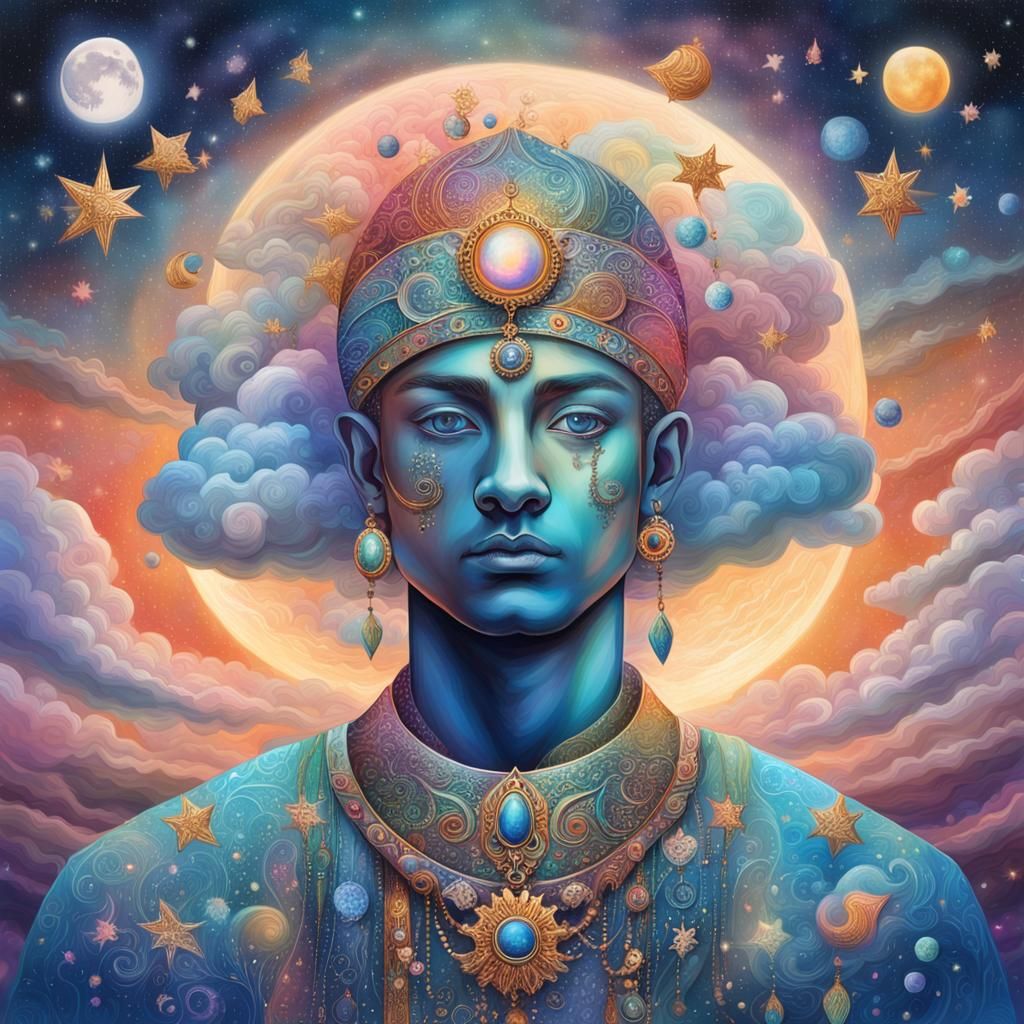 Ethereal Astral Portrait with Ornate Clothing