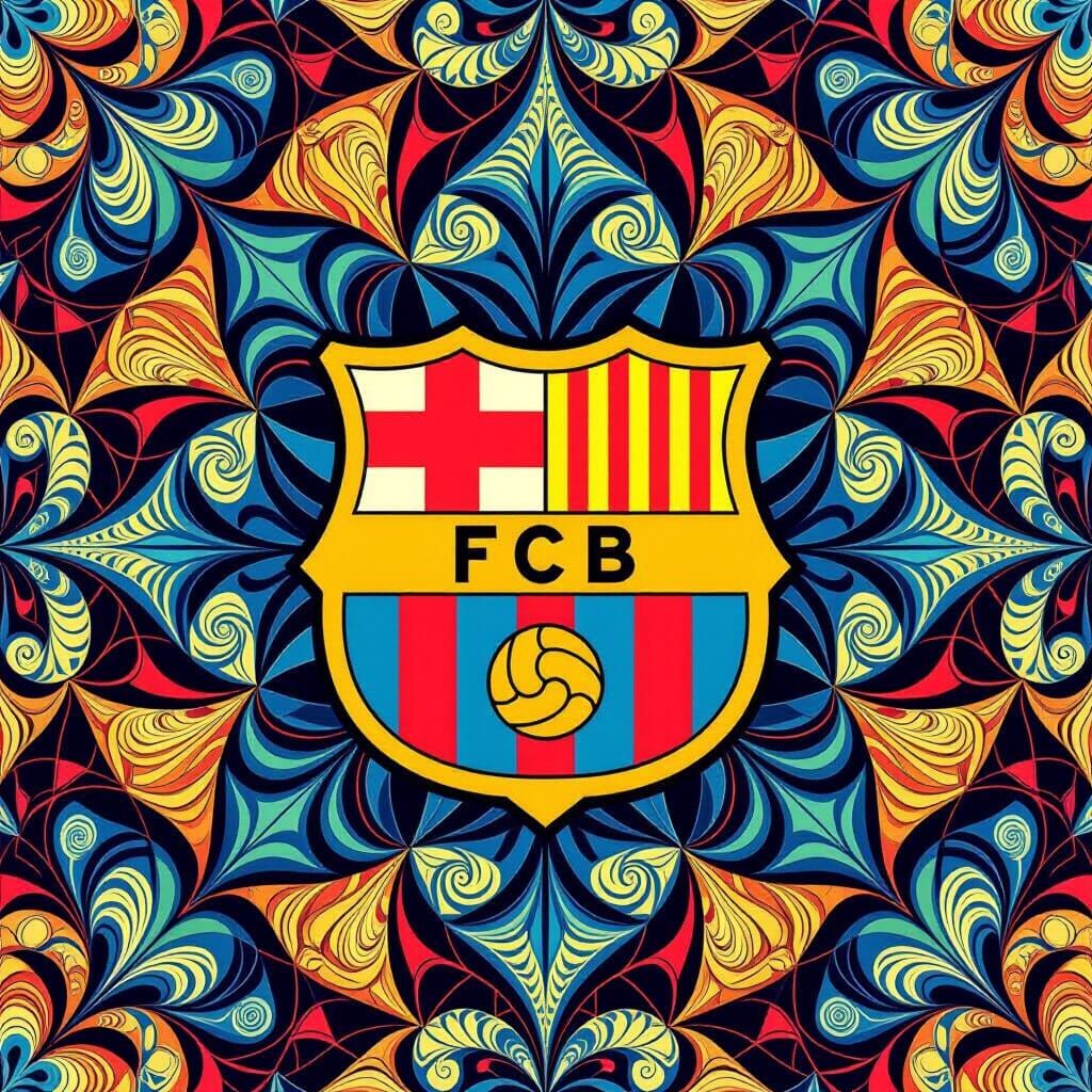Abstract Barcelona Club Mark in Geometric Vector Style