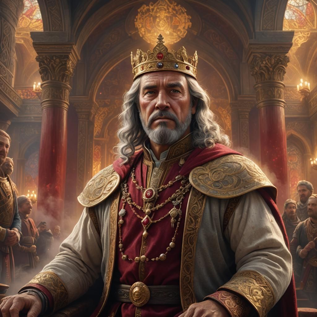 King in Ruby Palace: Ethereal Fantasy Portrait