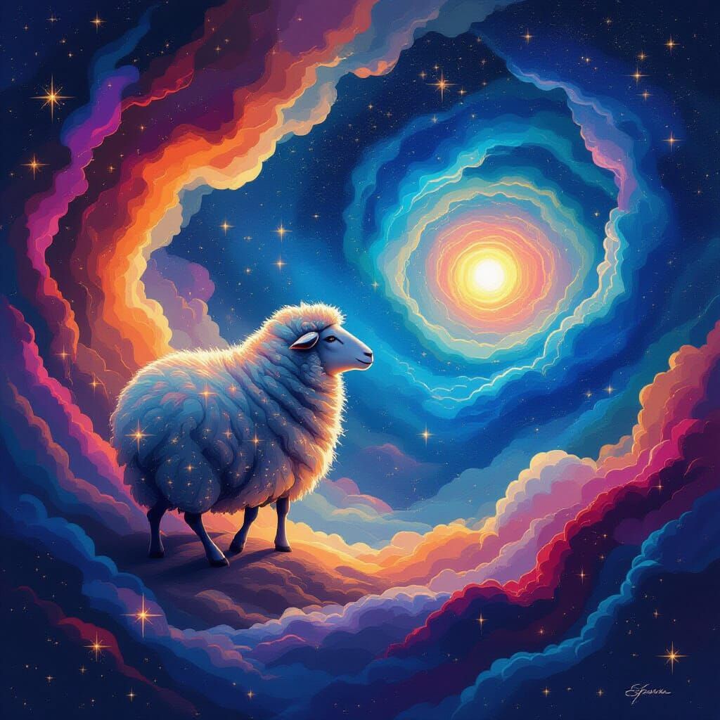 Cosmic Sheep Drifts Through Nebula