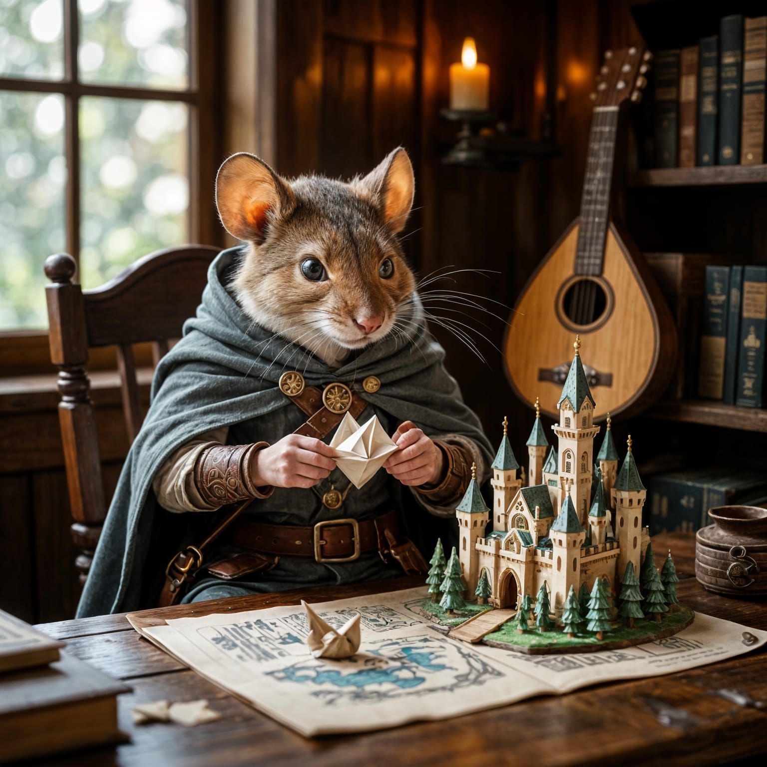 Mouse Bard Crafts Intricate Paper World