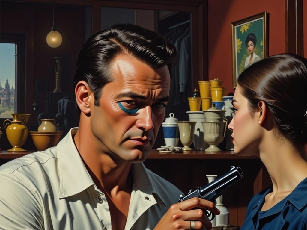 John Wayne as a Rough US Marshal Rises from Drunken Slumber