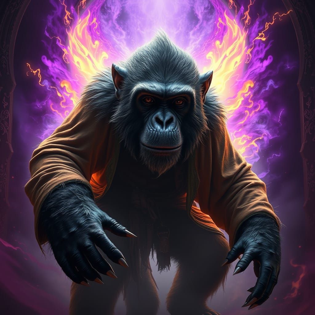 Giant Monkey Emerges from Mystical Portal