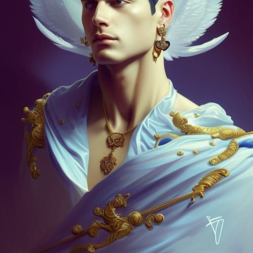 Regal Angelic Males with Gold Accessories