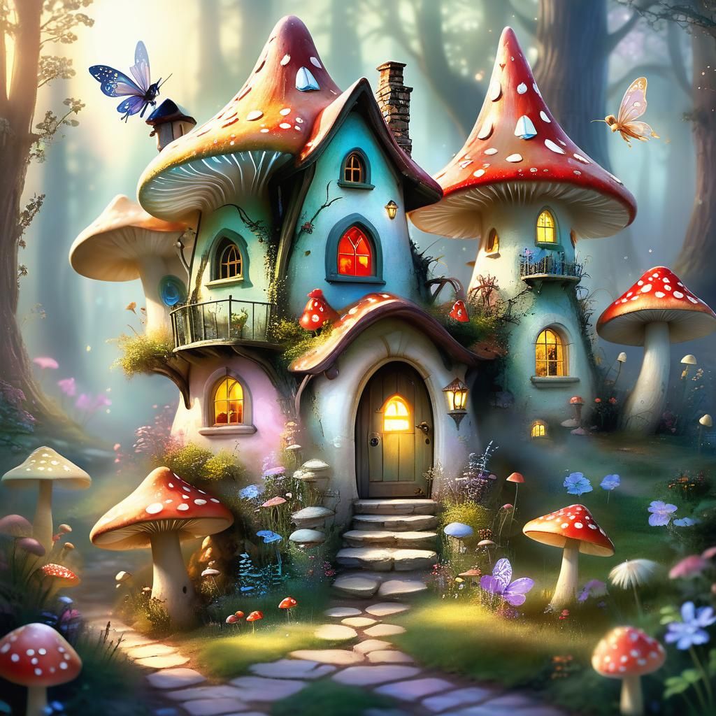Enchanted Fairy Village with Cozy Toadstool Homes