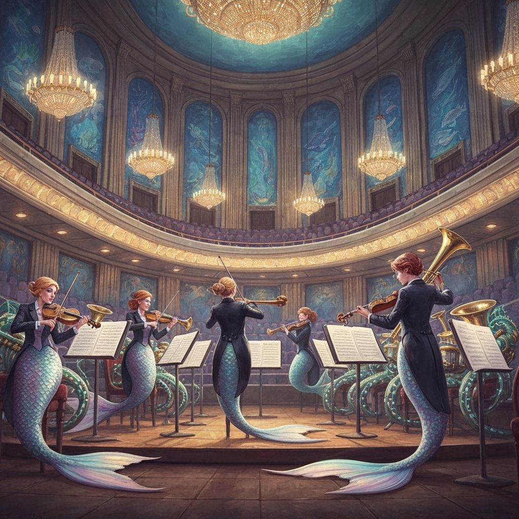 Mermaid Orchestra in a Fantastical Concert Hall