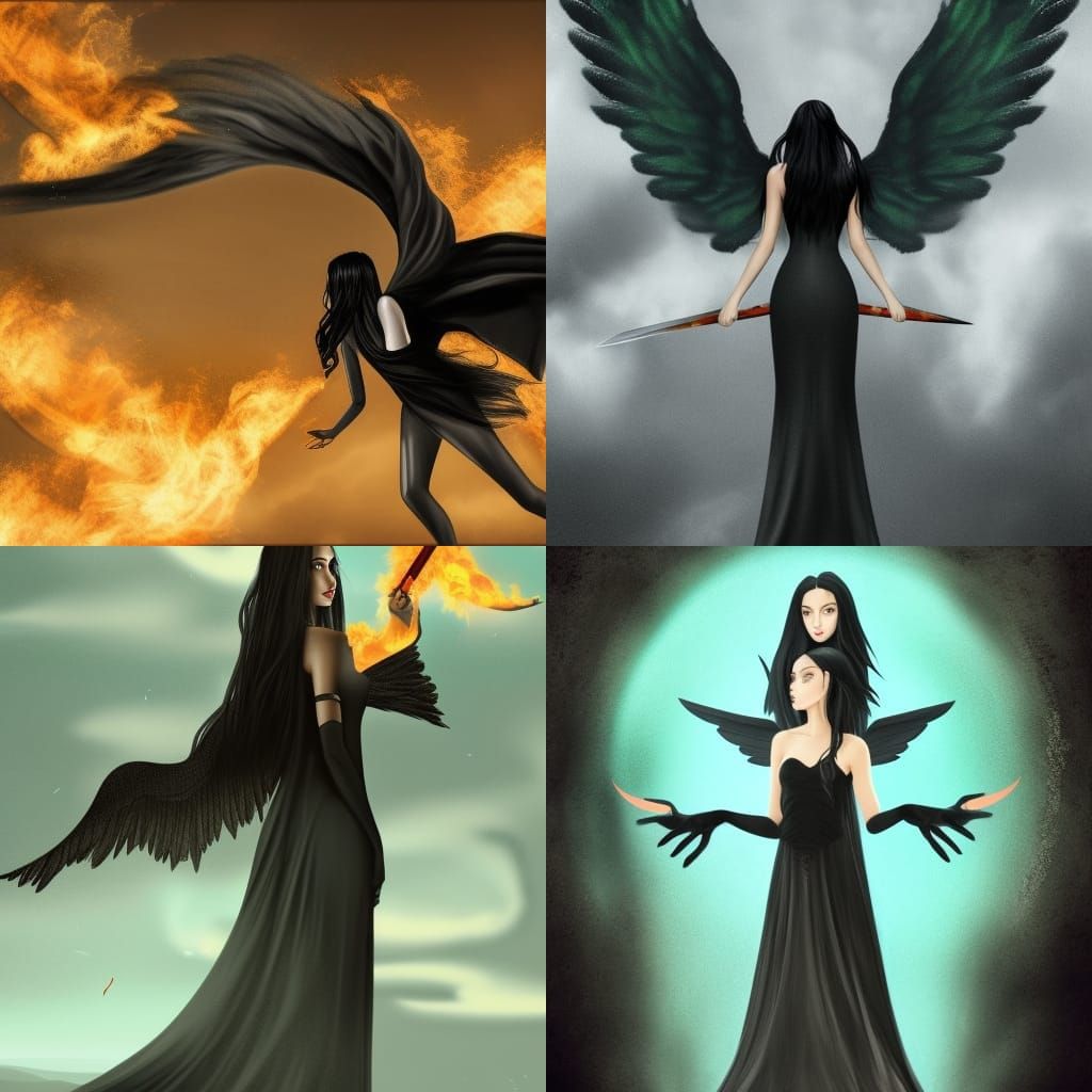 Ethereal Beauty: Girl with Flaming Sword