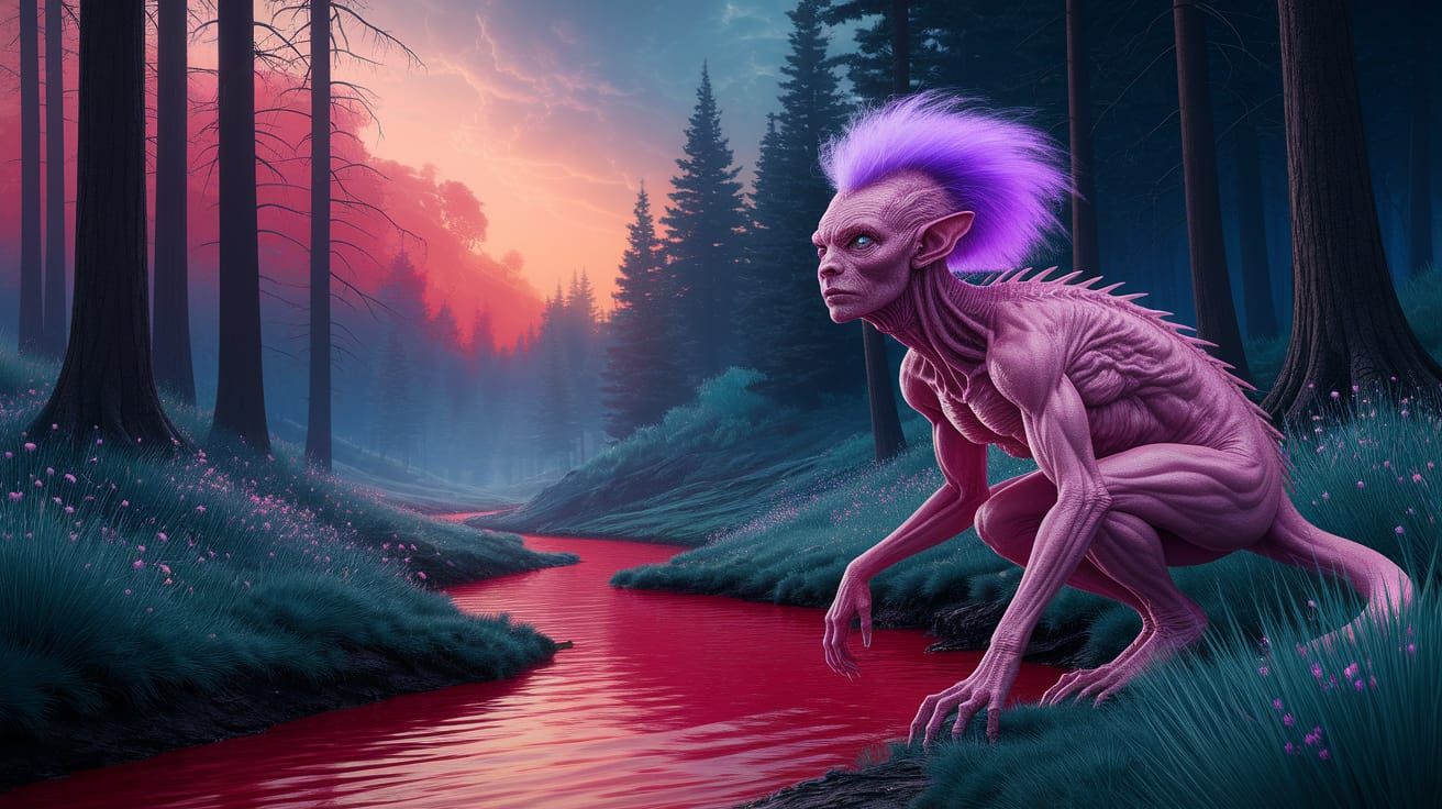 The SCHWAMPF: Pink Alien Creature in Alien Forest