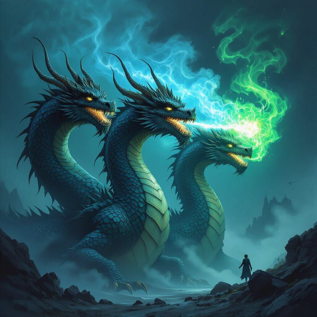 Three-Headed Dragon Breathes Ice, Fire, and Poison
