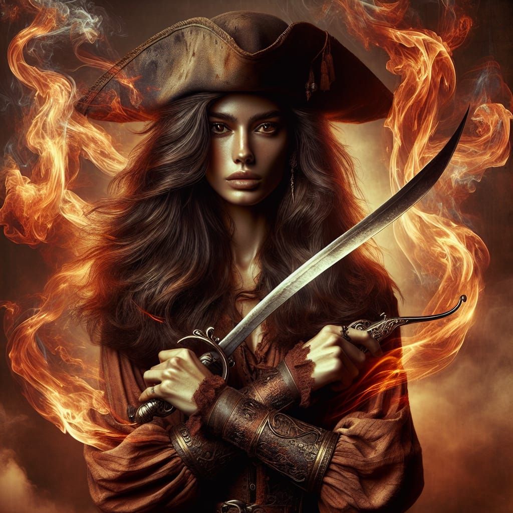Fiery South Asian Pirate Ready for Battle