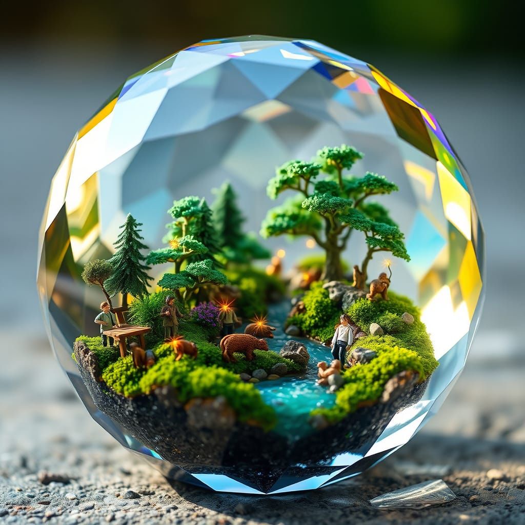Miniature World Inside a Shimmering Crystal Ball