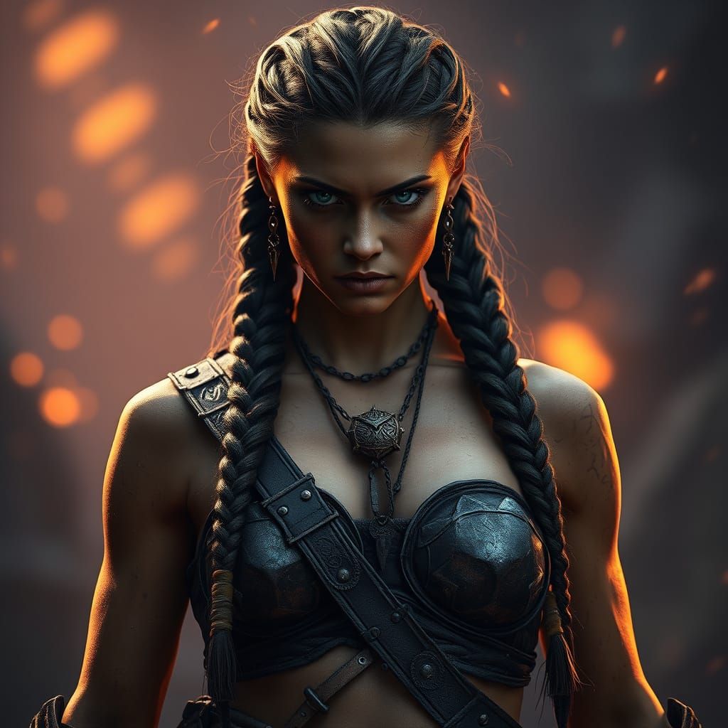 Epic Dark Fantasy Warrior in Vibrant Splendor