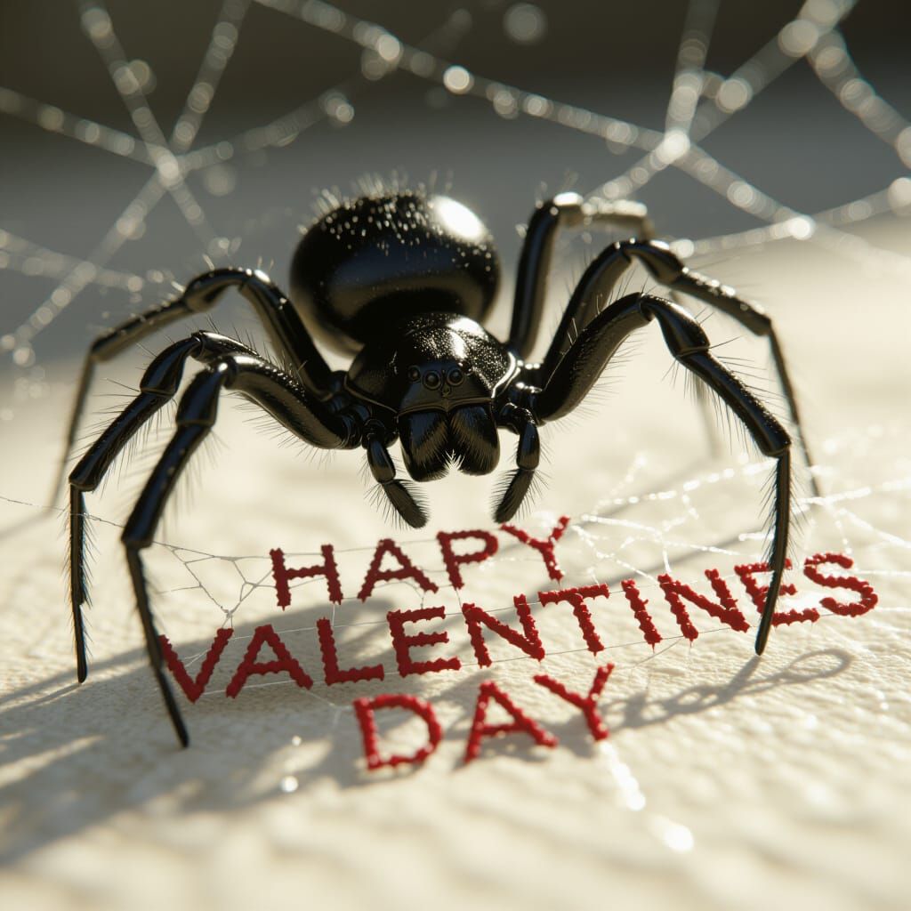 Black Widow Spider Crafts Valentines Message in Web