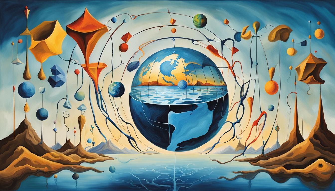 Global Connection Logo Design in Surrealist Style