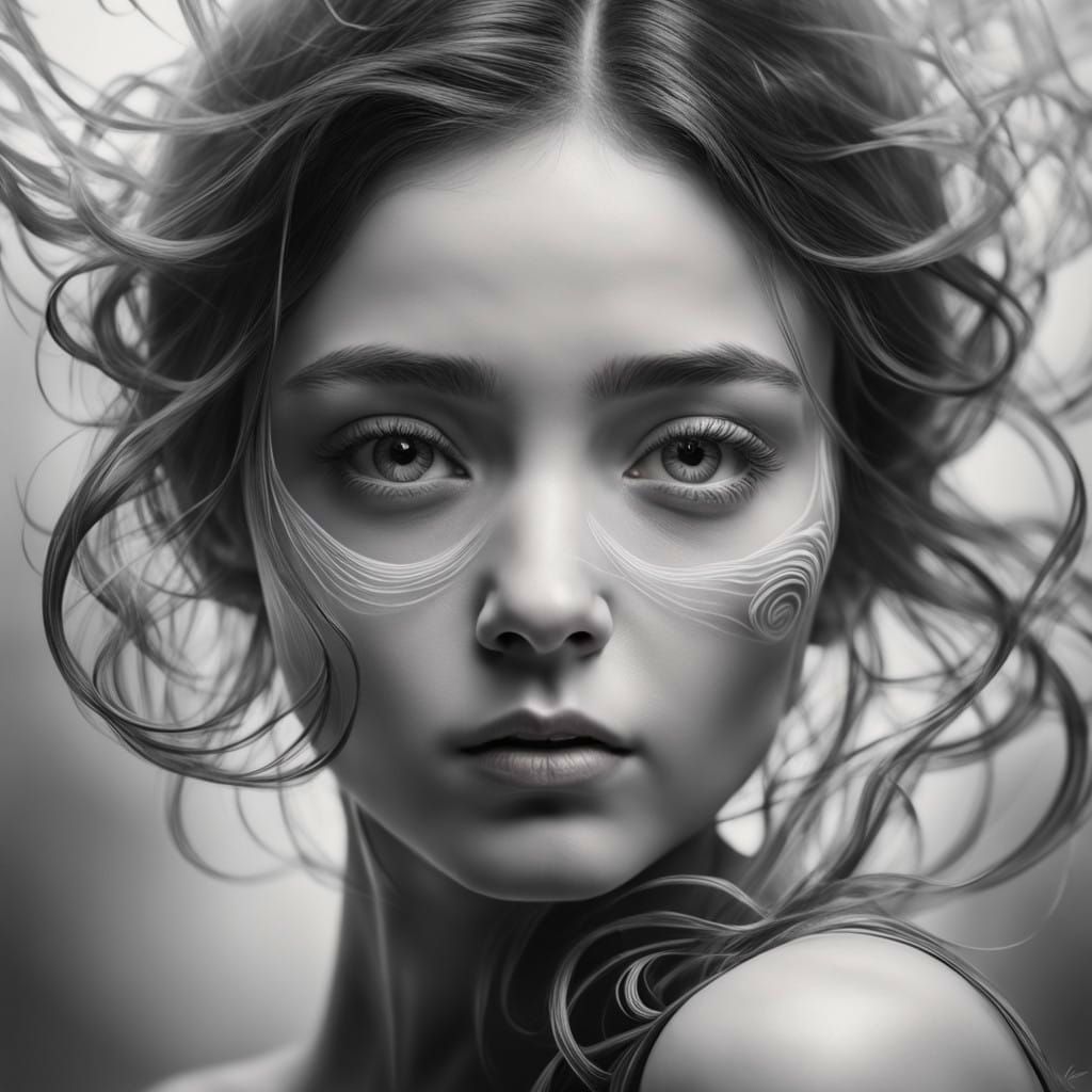 Hyper-Realistic Macro Portrait in Black-and-White