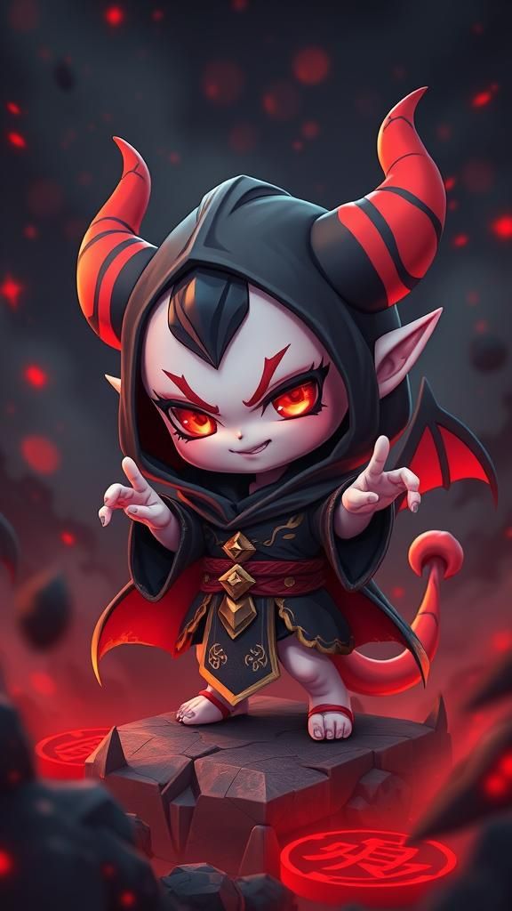 Chibi Demon in 3D Anime Art Style