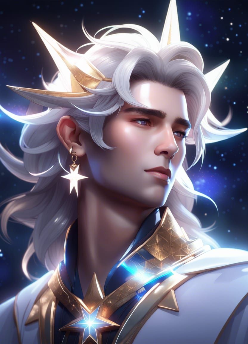 Luminescent Star God in Night Atmosphere