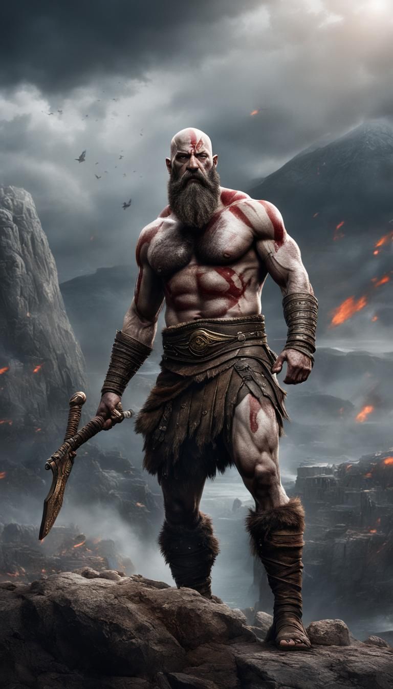 Kratos: God of War in Detailed Digital Painting