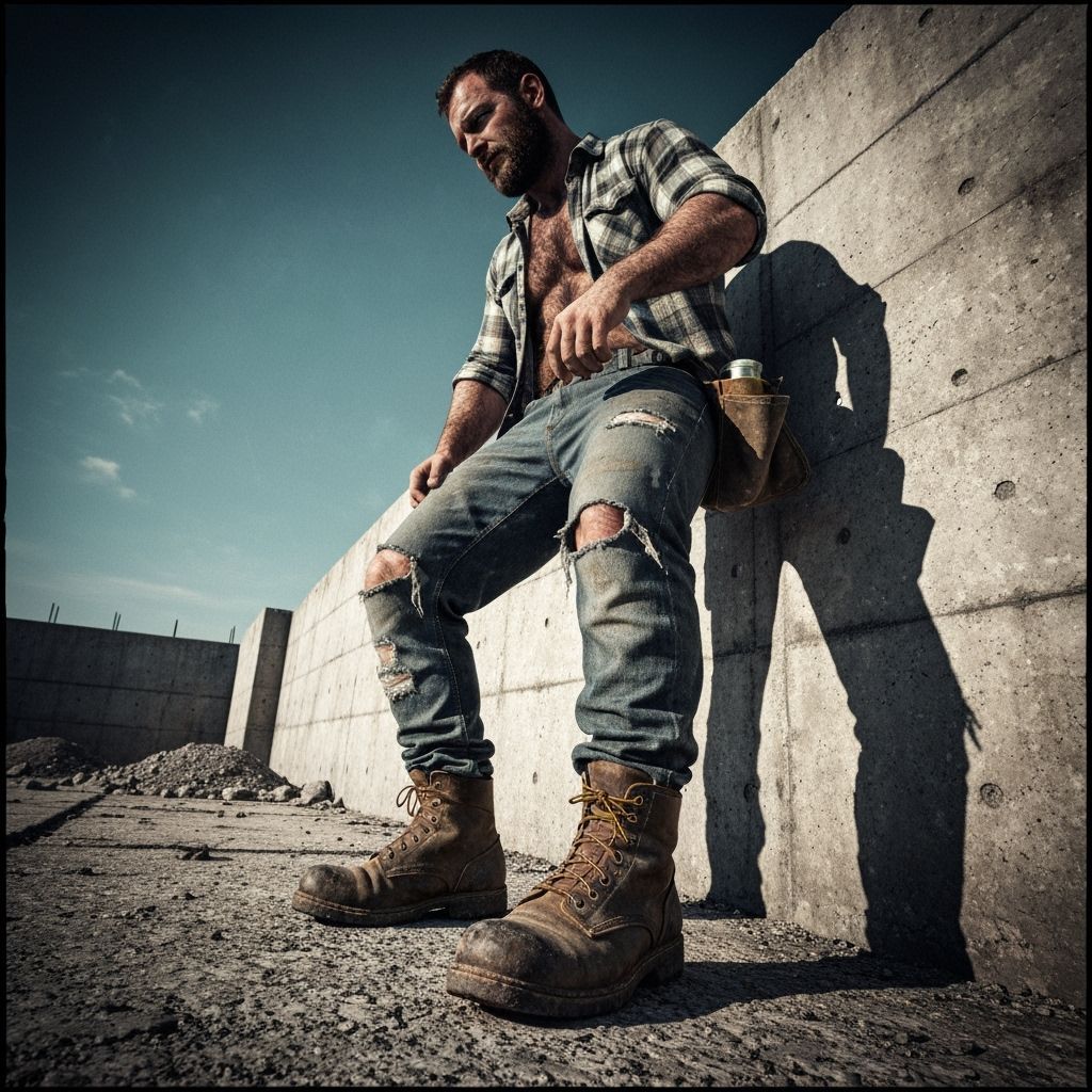 Gritty Construction Worker in Impasto Style