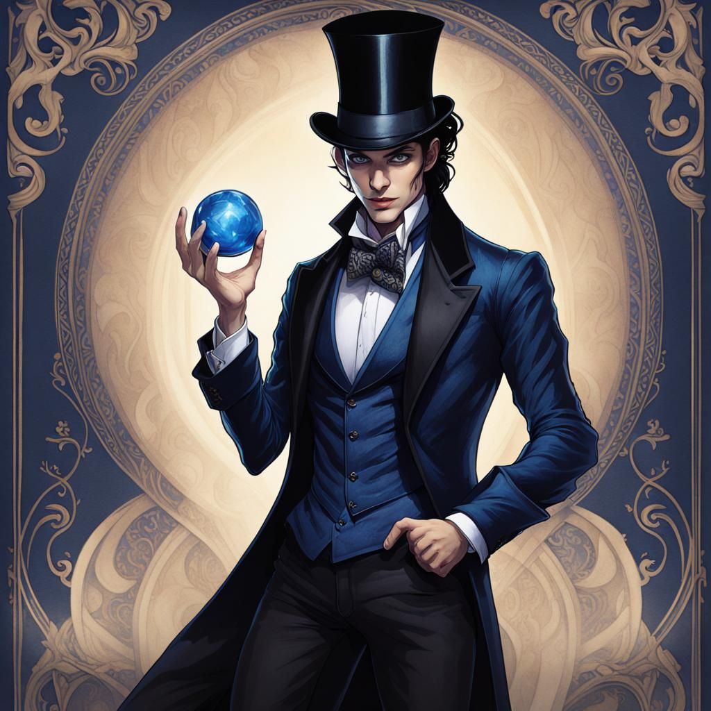 Dark Fantasy Magician in Tuxedo: Hyperrealistic Art