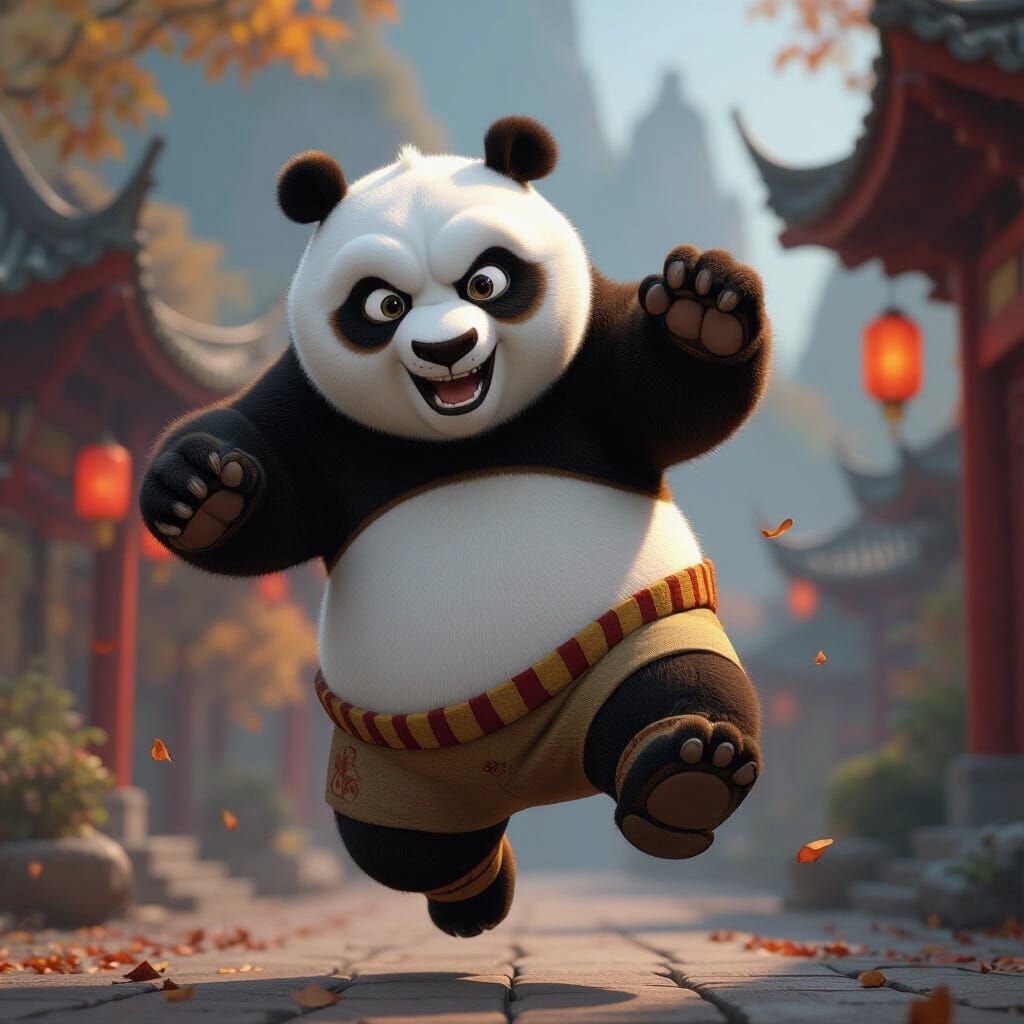 Kung Fu Panda Character in Dynamic Action Pose