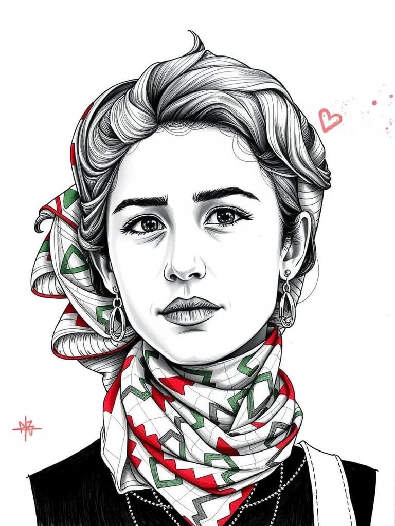 سميرة (Samira) | 🇵🇸 keffiyeh portrait (Flux Schnell)