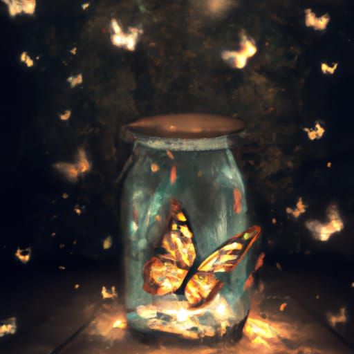 Butterfly in Jar with Fireflies: Epic Digital Painting