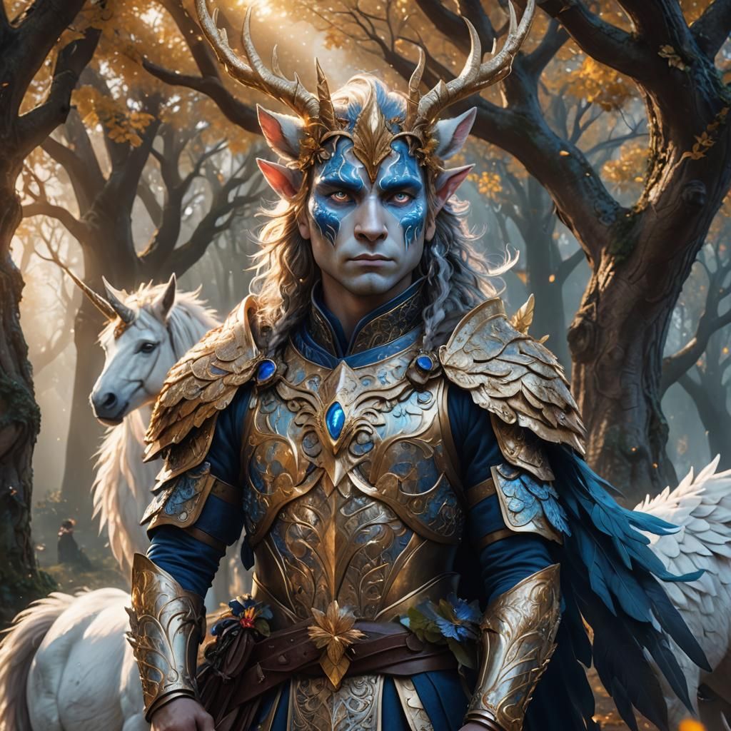 Fae Guardian with Mystical Unicorns: Fantasy Concept Art