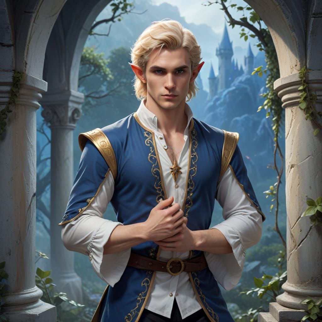 Elegant Fantasy Elf in Regency Attire