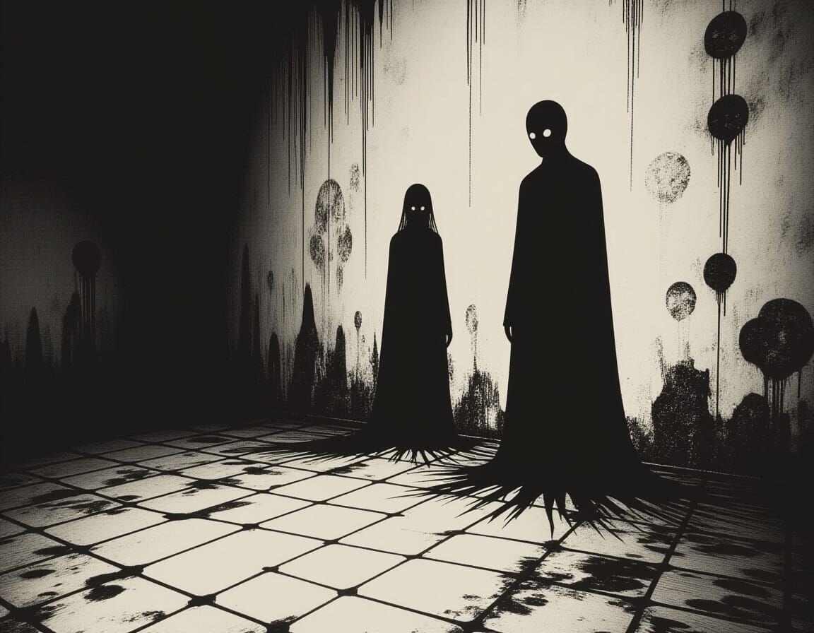 Eerie Figure in Darkness: Distorted 8mm Film Grain