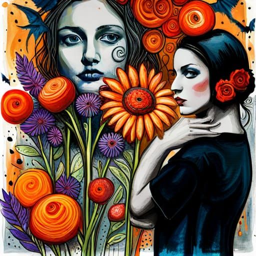 Halloween Flowers Mixed Media Digital Art