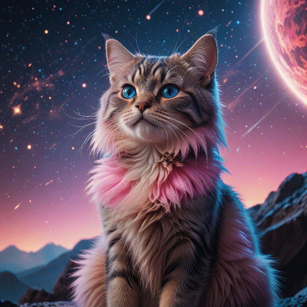 Star Kitty in a Vibrant Galaxy