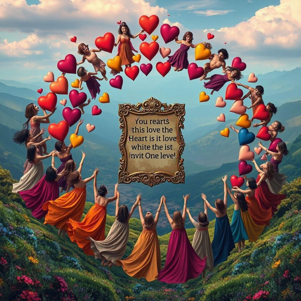 Joyful Spiral of Love and Unity in Vibrant Dreamscapes