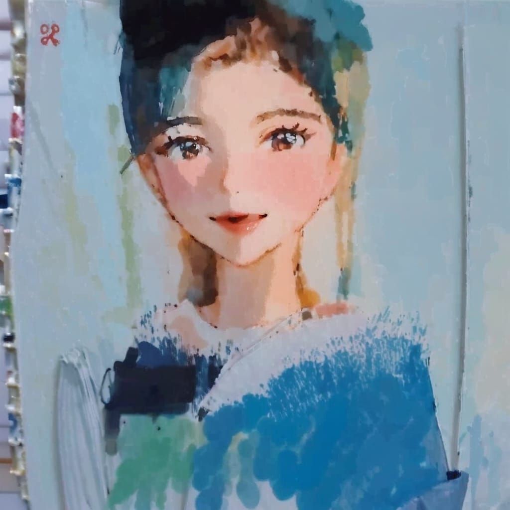 Woman in Expressive Aquarela Painting