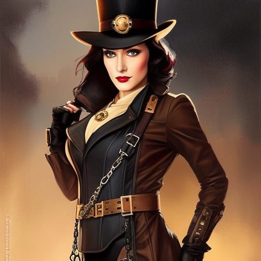 Steampunk Woman Portrait in Dieselpunk Style