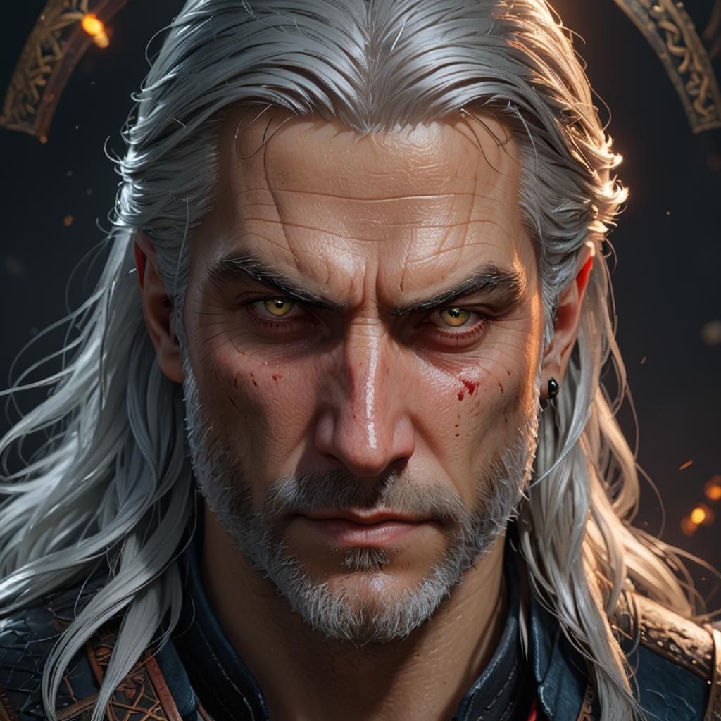 Witcher Portrait in Hyperdetailed Digital Art Style