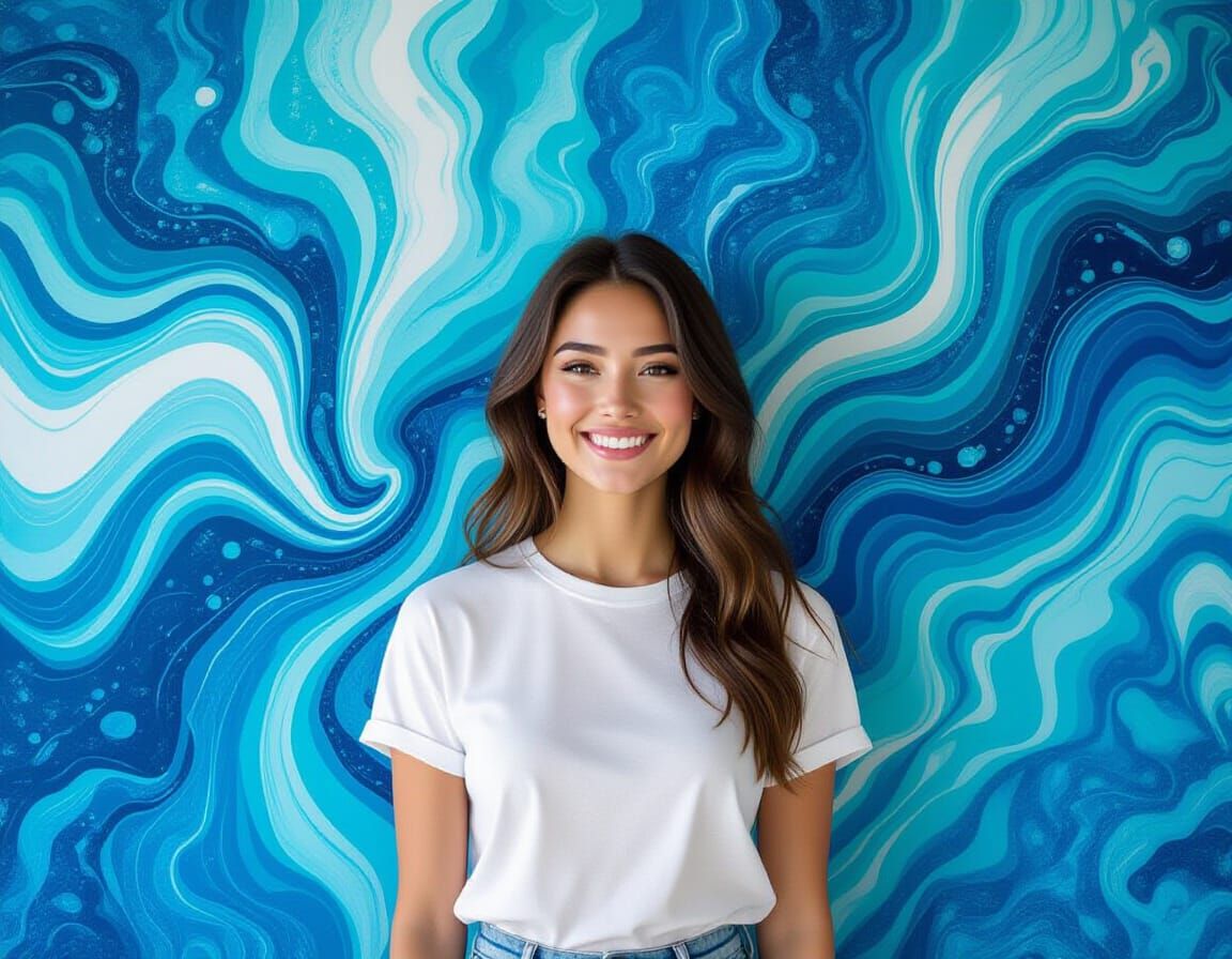 Abstract Fluid Art Painting with Woman in Ultra-HD