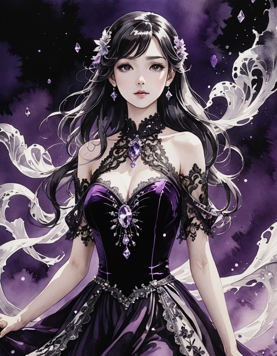 High Contrast Manga Scan of Figure in Dress