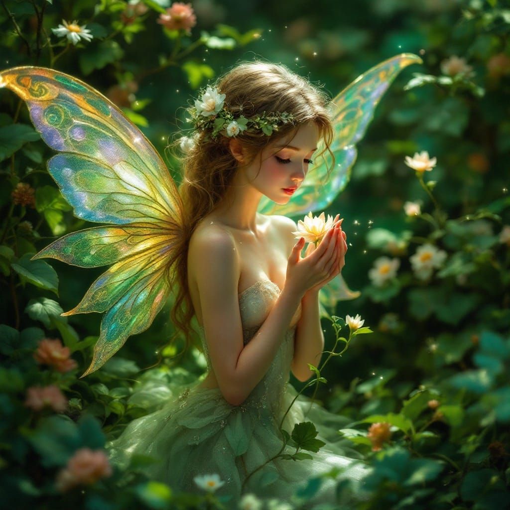Whimsical Fairy in Enchanted Garden