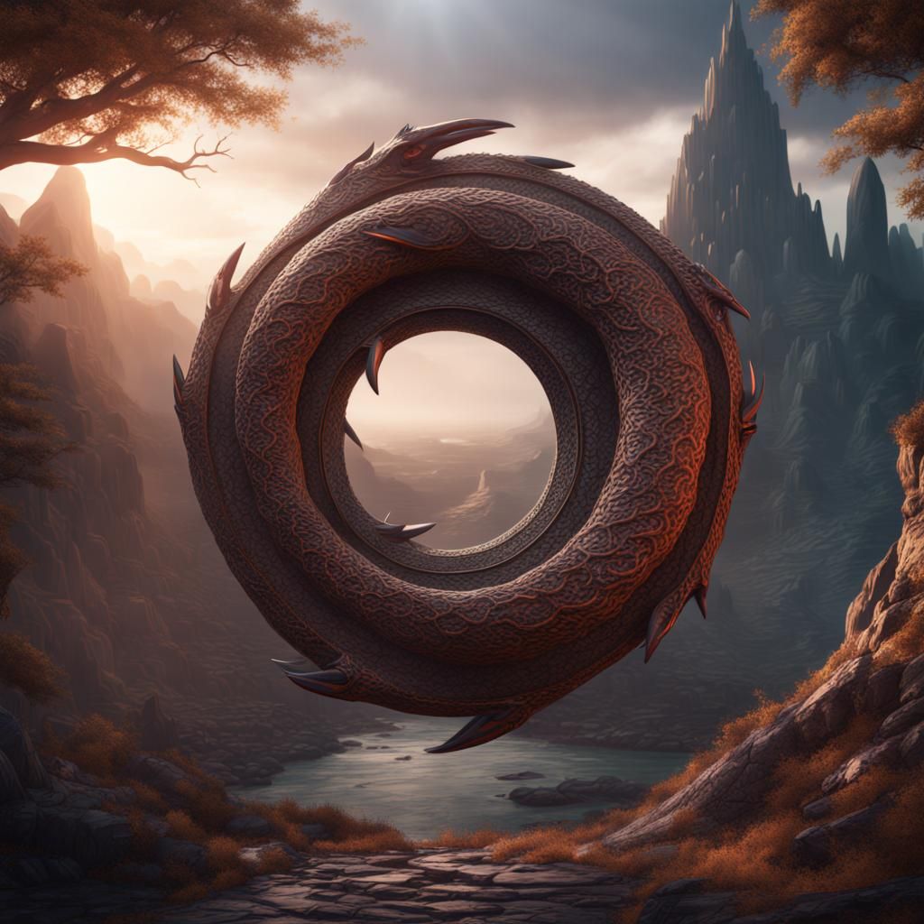 Detailed Ouroboros Matte Painting in Deep Color